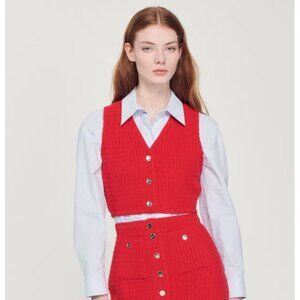 NWT Sandro Cropped Tweed Sweater - FR 2/US M
